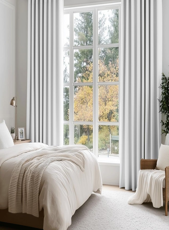 Beauoop White 100% Blackout Curtains 63 Inch Long 2 Panels for Bedroom Living Room Solid Room Darkening Thermal Insulated Soundproof Energy Saving Grommet Top Window Treatment Drapes,52x63 2 Set - Image 4